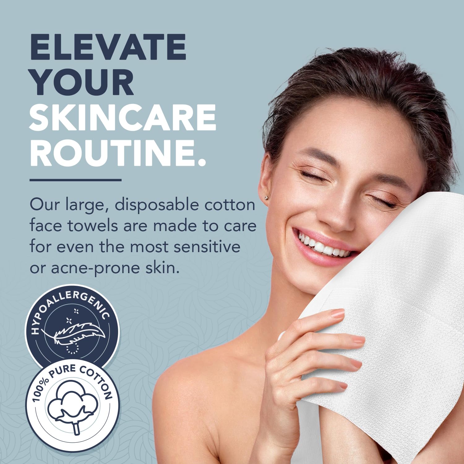 DERMACOTTON towel removing makeup to demonstrate effective cleansing