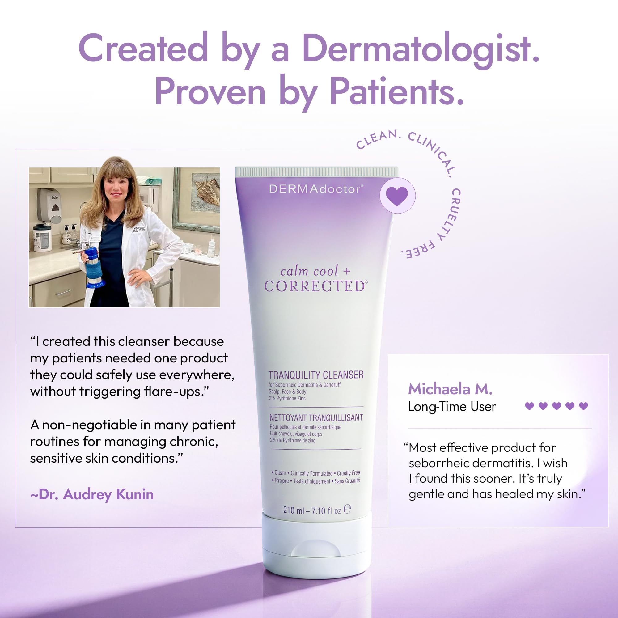 DERMAdoctor applying cleanser to chest showing full-body use convenience benefit