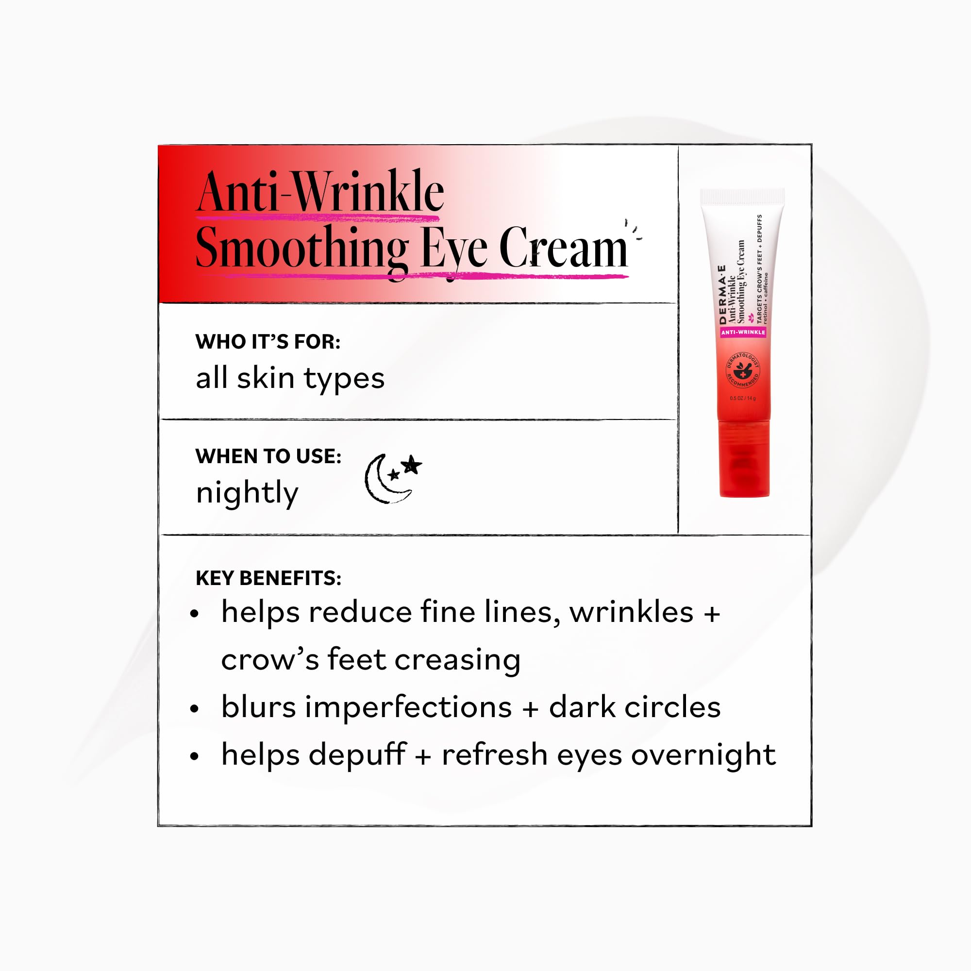 Derma E tube label detail with product name and usage cues