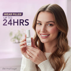Dermaflage primer texture close-up reveals smooth consistency for improved concealer adhesion