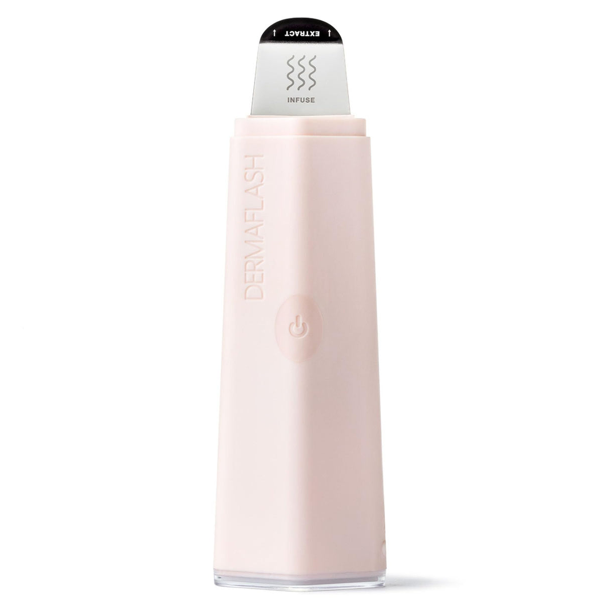 DERMAFLASH front view of device showing blush finish and travel-ready design benefit