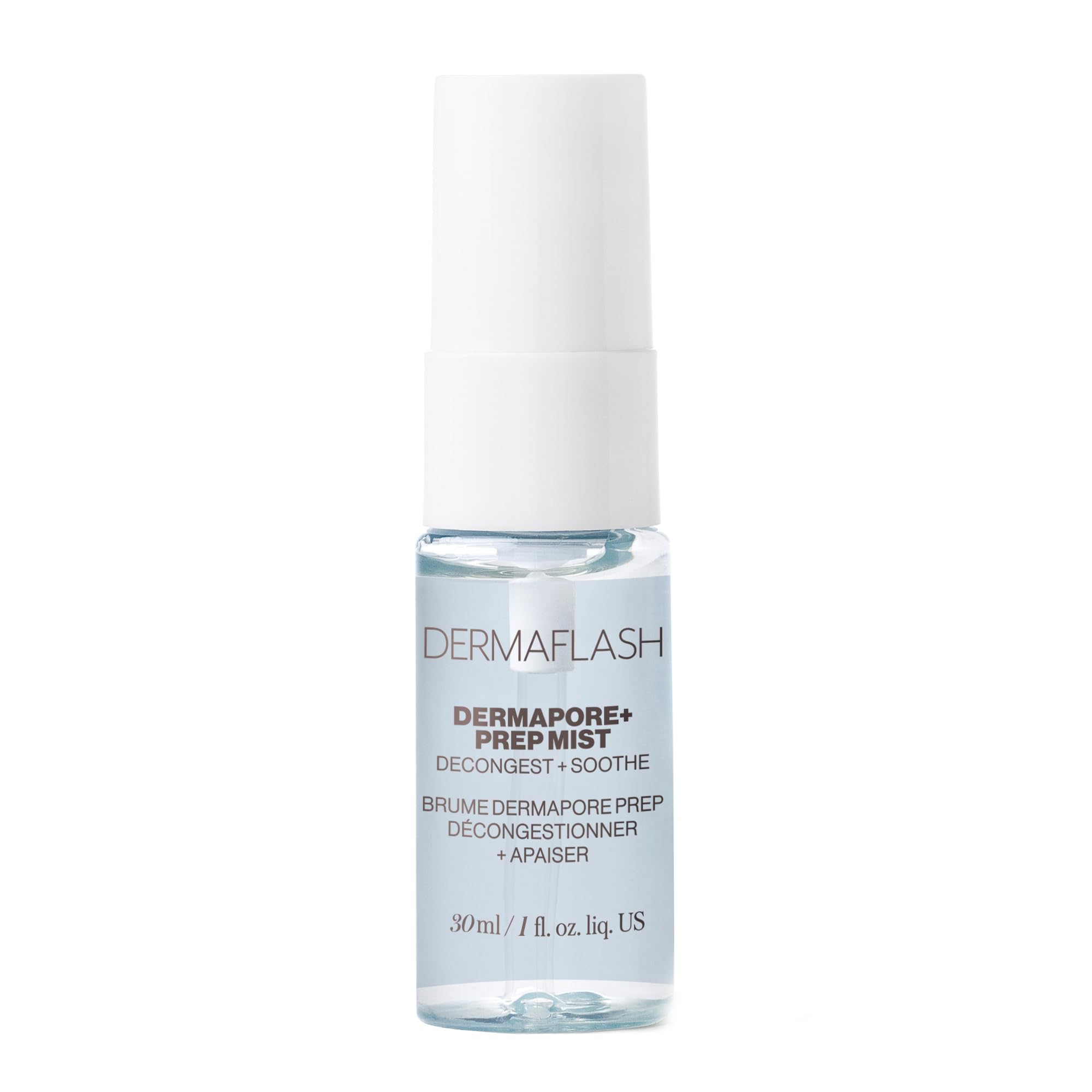 DERMAFLASH prep mist front packaging showing 30ml bottle and label, gentle prep benefit