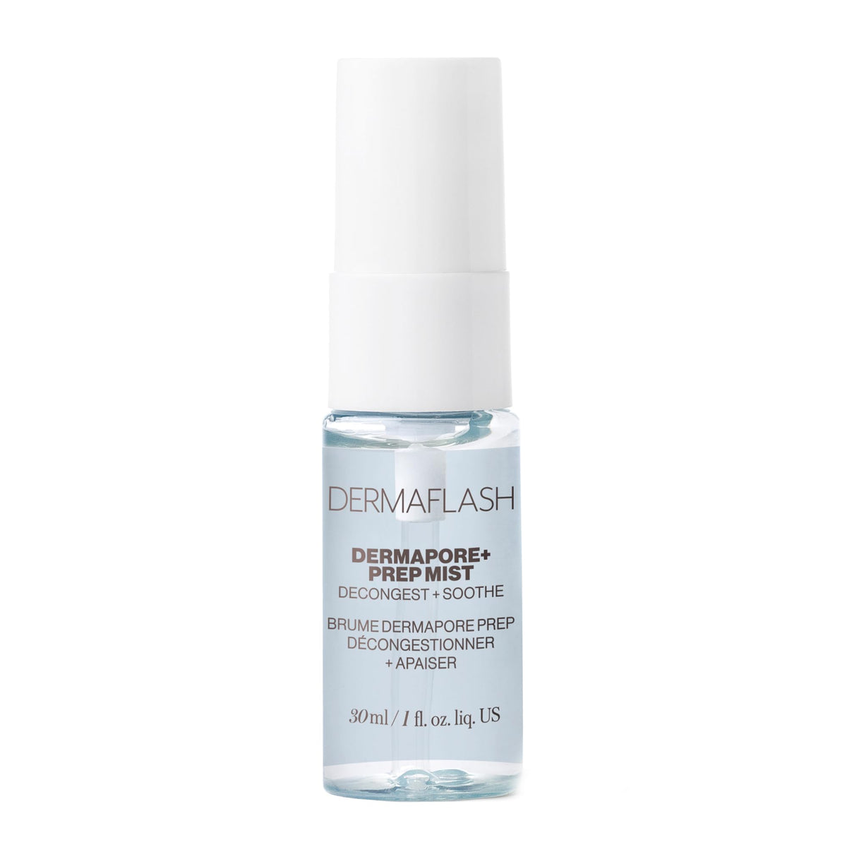 DERMAFLASH prep mist front packaging showing 30ml bottle and label, gentle prep benefit