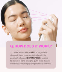 DERMAFLASH prep mist in use with DERMAPORE+ device, improves extractions benefit