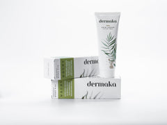 Dermaka front packaging showing two tubes and clear brand benefit