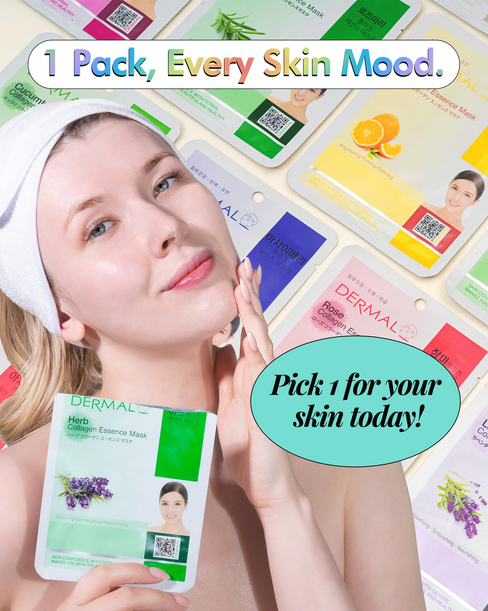 DERMAL mask applied on face demonstrating even coverage and easy use