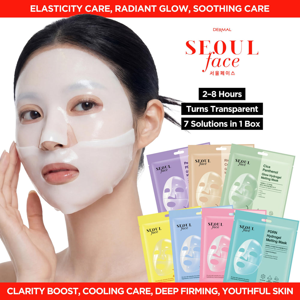 DERMAL seven individually wrapped masks laid out for travel ease