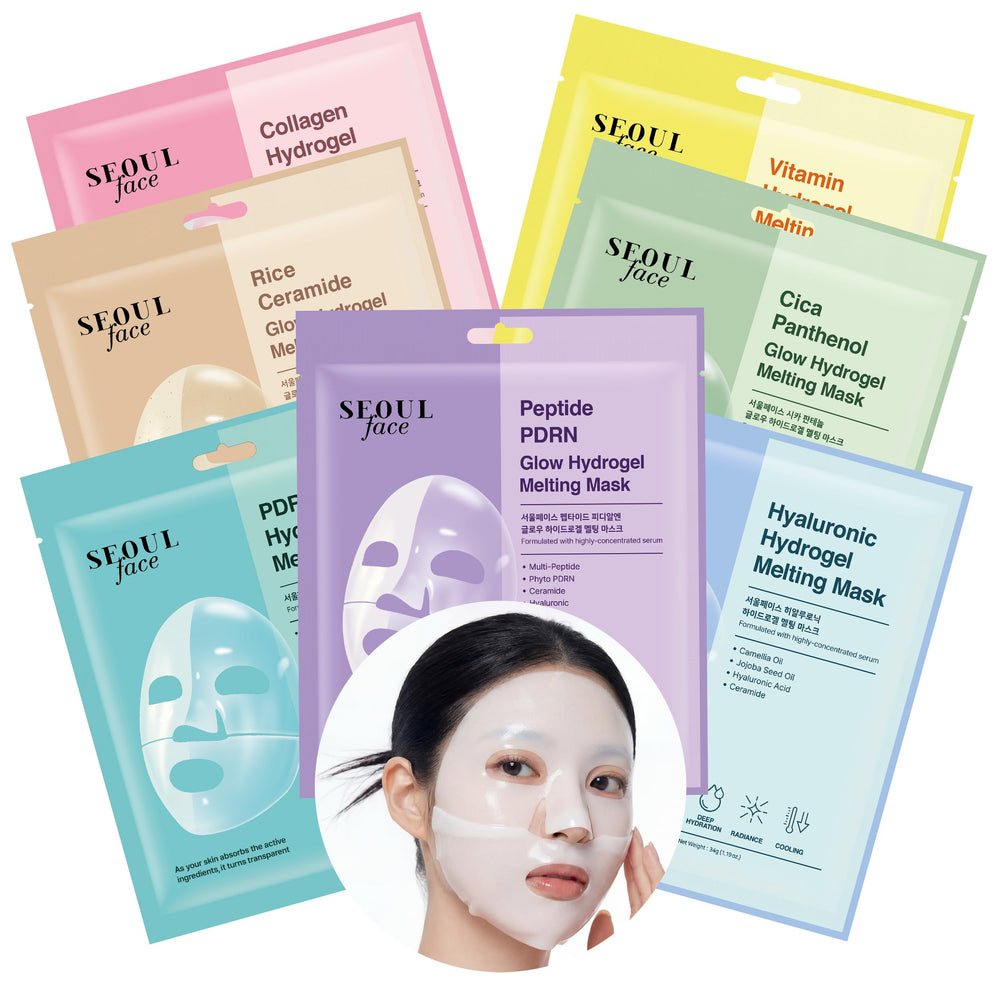 DERMAL front box showing seven hydrogel mask variety for convenience