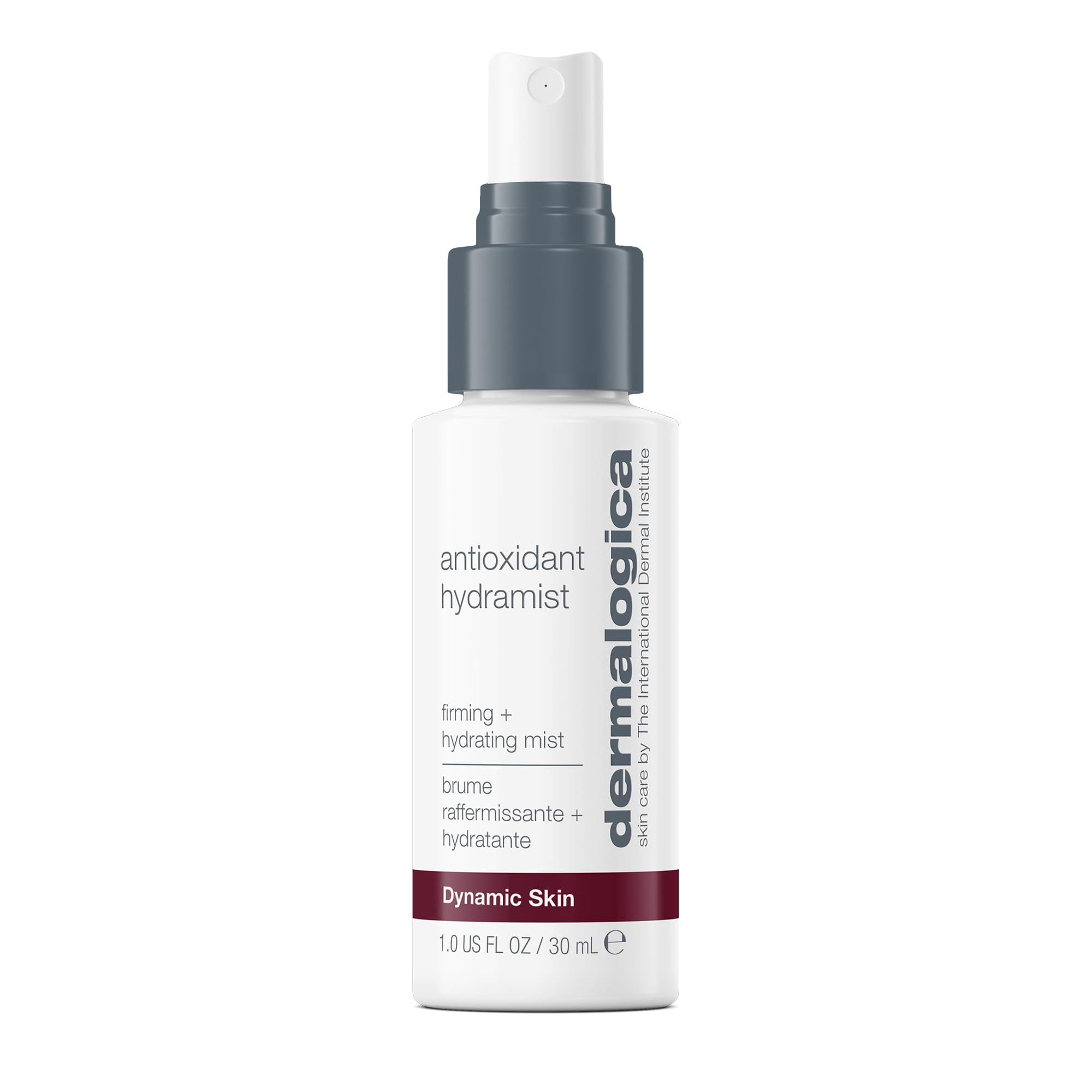 Dermalogica Antioxidant Hydramist front bottle showing compact travel size benefit