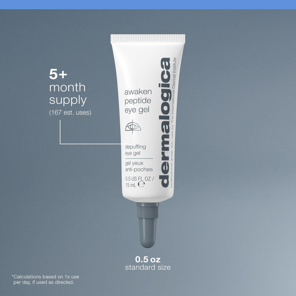 Dermalogica before and after comparison showing visible reduction of under-eye puffiness