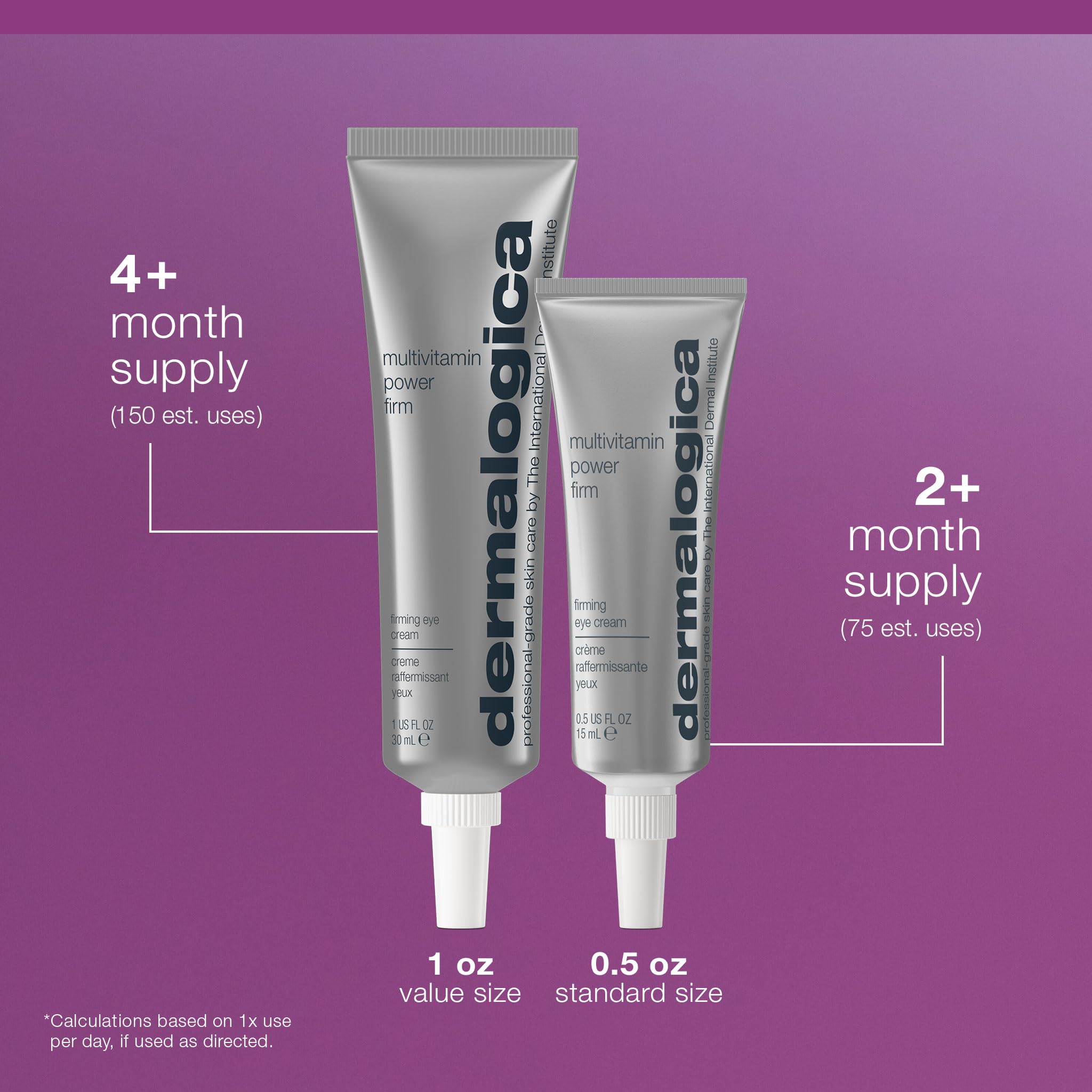 Dermalogica next to coin for scale showing compact 0.5 fl oz size benefit