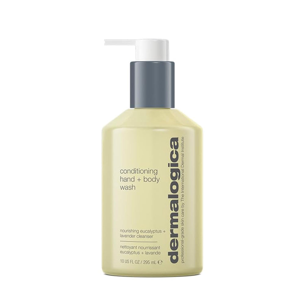 Dermalogica front packaging showing conditioning hand and body wash benefit gentle cleanse