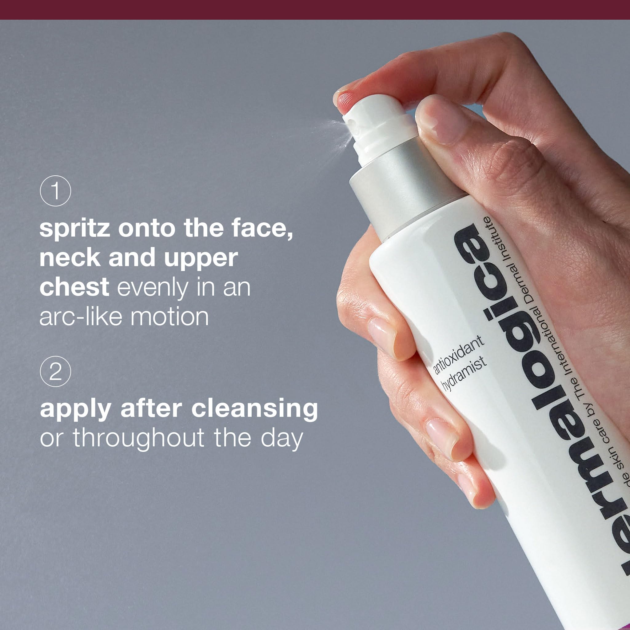 Dermalogica Hydramist texture on hand demonstrating lightweight, non-greasy hydration