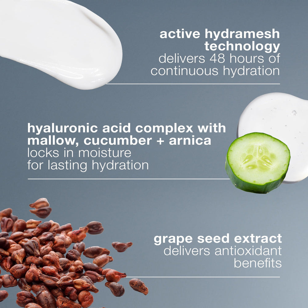 Dermalogica ingredient label close-up listing hyaluronic acid and antioxidants
