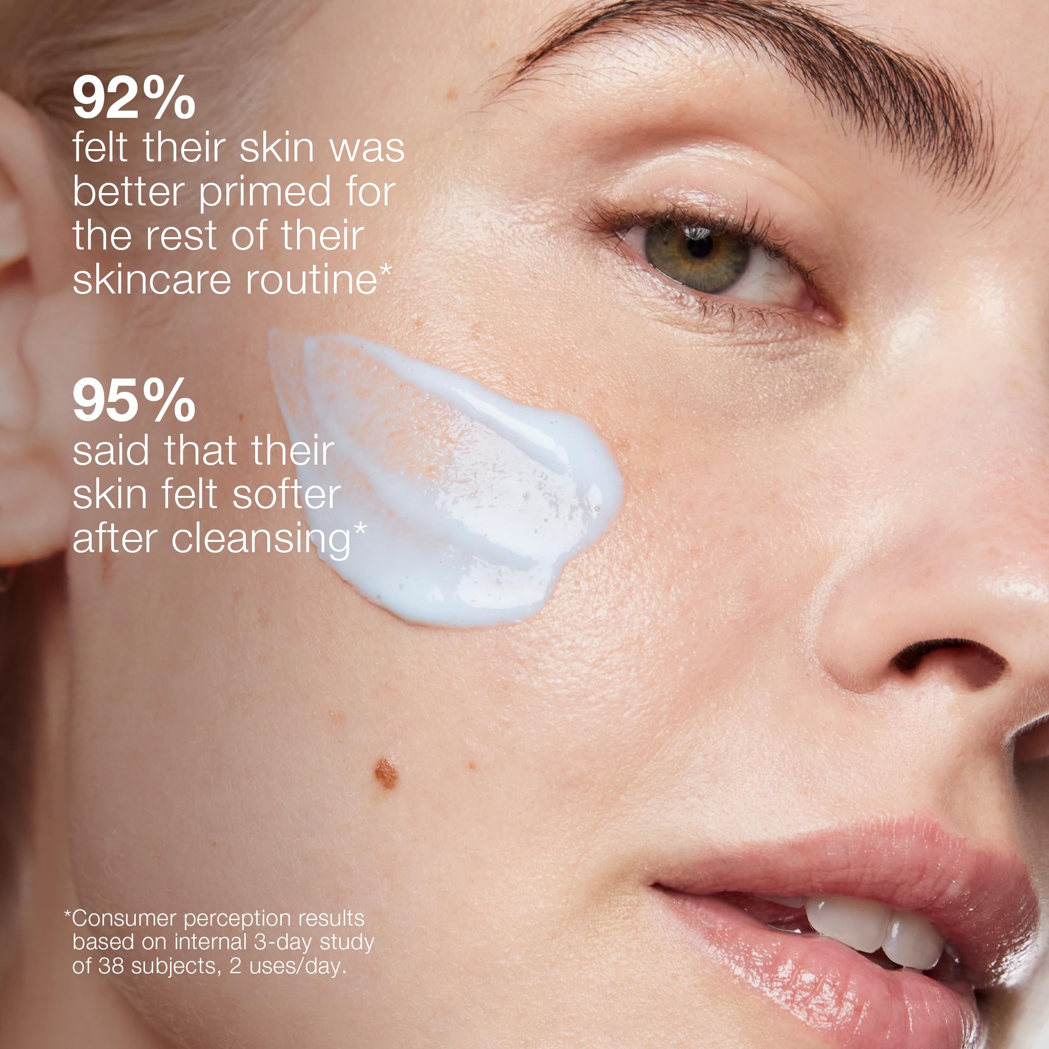 Dermalogica cleanser dispensed on hand demonstrating silky, hydrating application