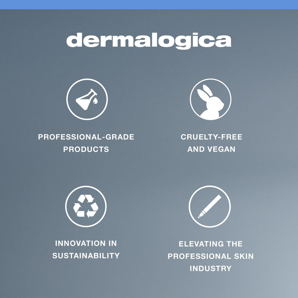 Dermalogica bottle next to ruler for size comparison and portability