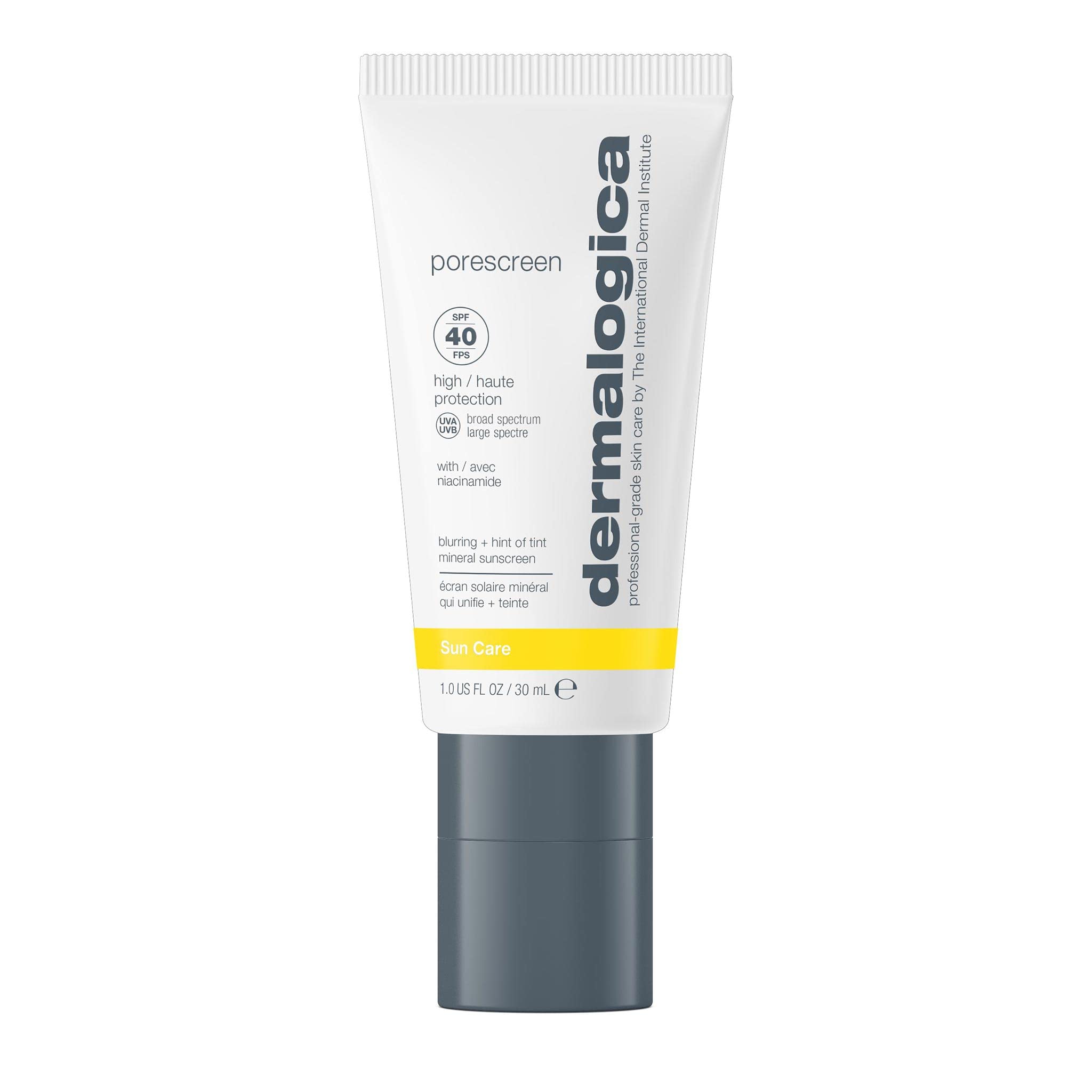 Dermalogica front packaging showing Porescreen SPF 40 protecting skin