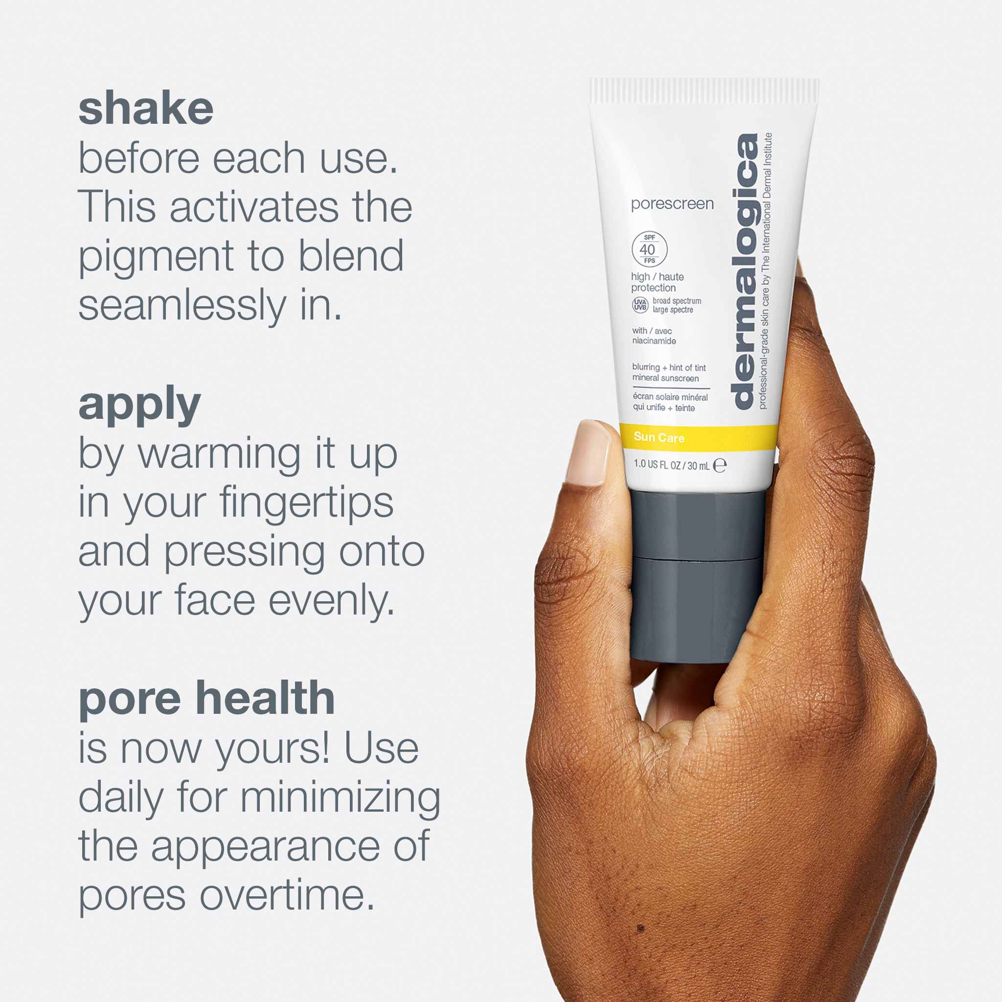 Dermalogica tube next to ruler showing 1 fl oz size reference