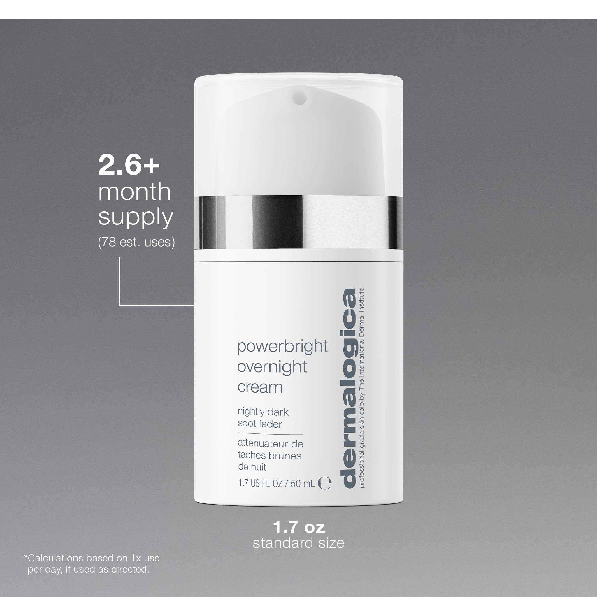 Dermalogica jar beside ruler showing 1.7 fl oz size for scale