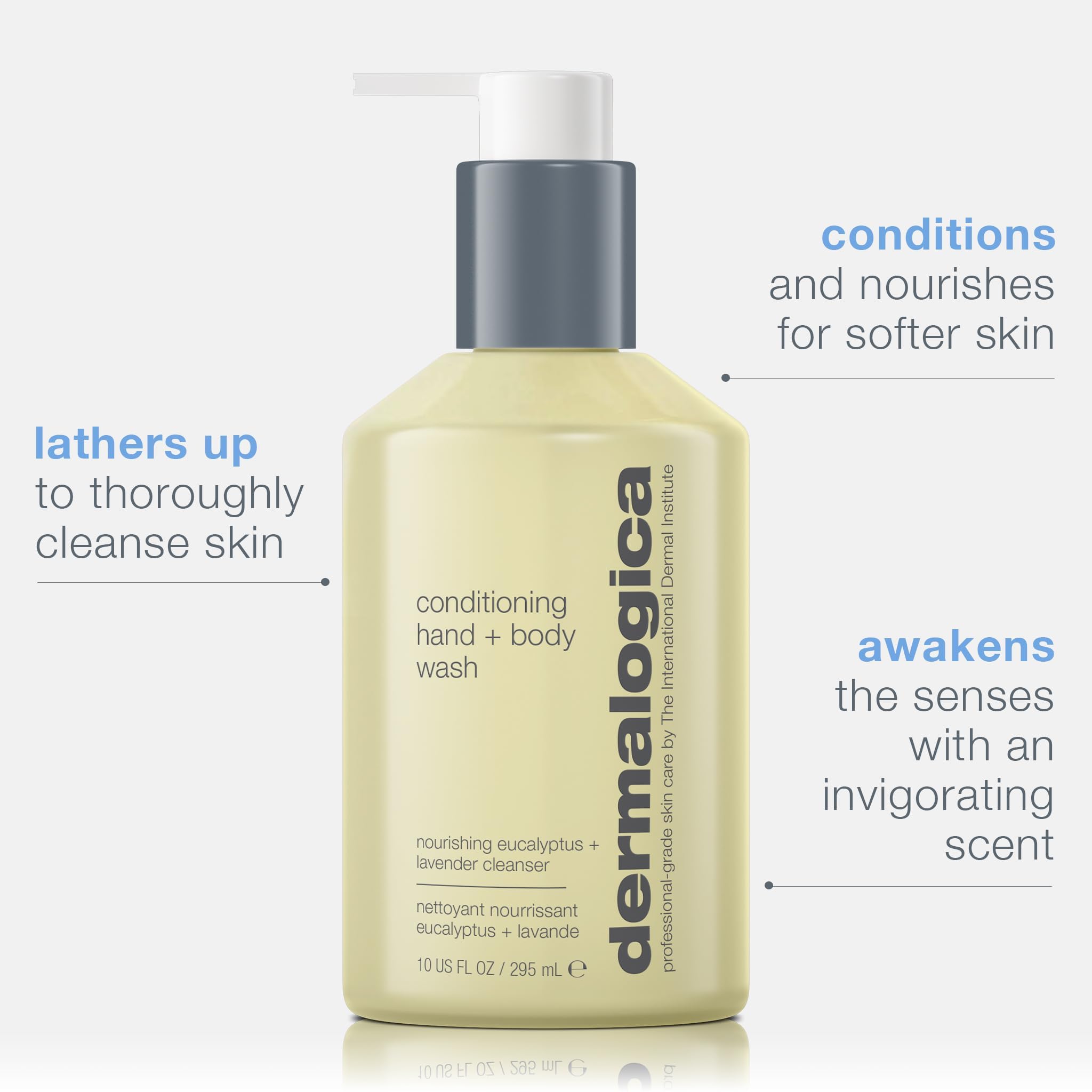 Dermalogica bottle on shower shelf showing daily-use convenience and spa-like vibe