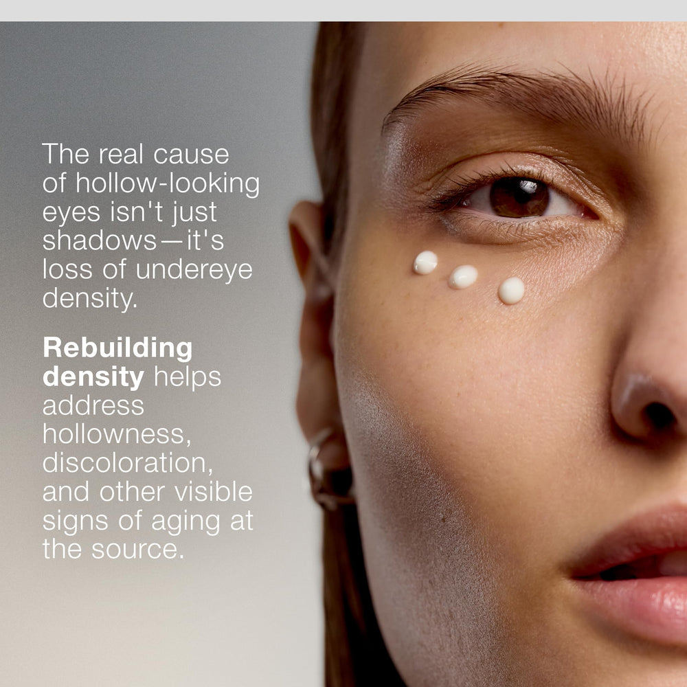 Dermalogica application demonstration patting serum under eye showing gentle use and smoothing benefit