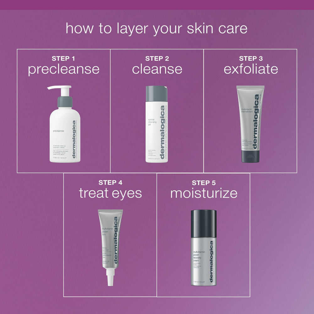 Dermalogica label detail showing directions and ingredient transparency benefit