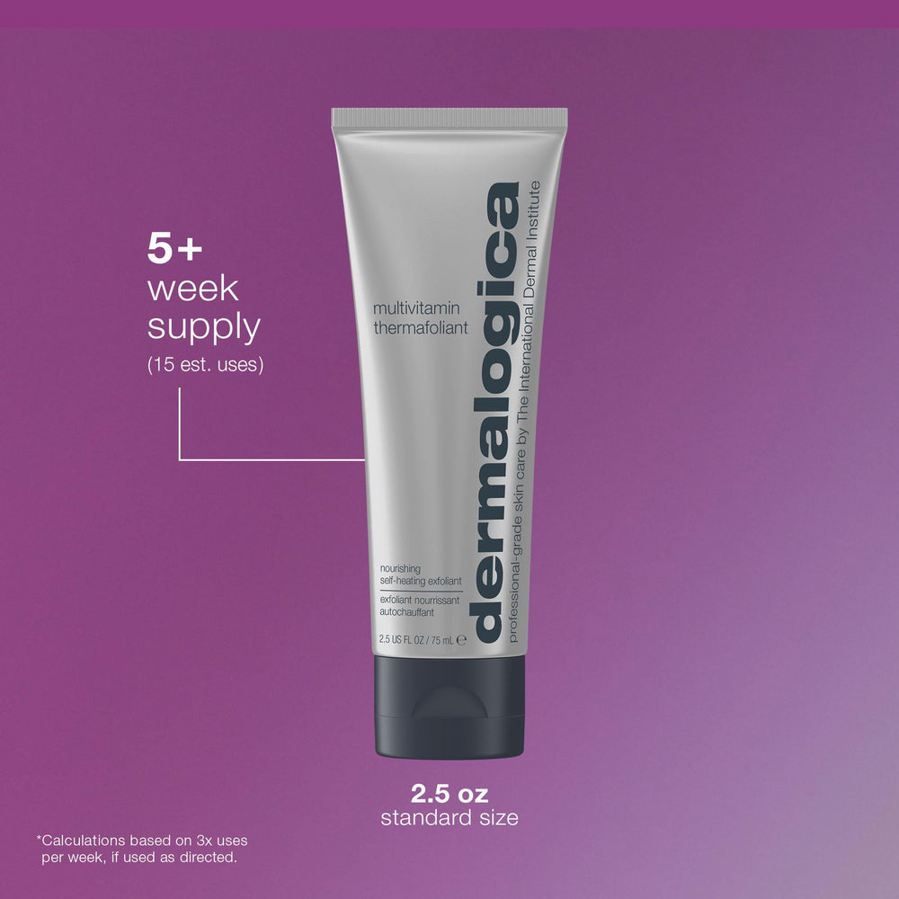 Dermalogica 2.5 oz next to common bottle for clear size comparison