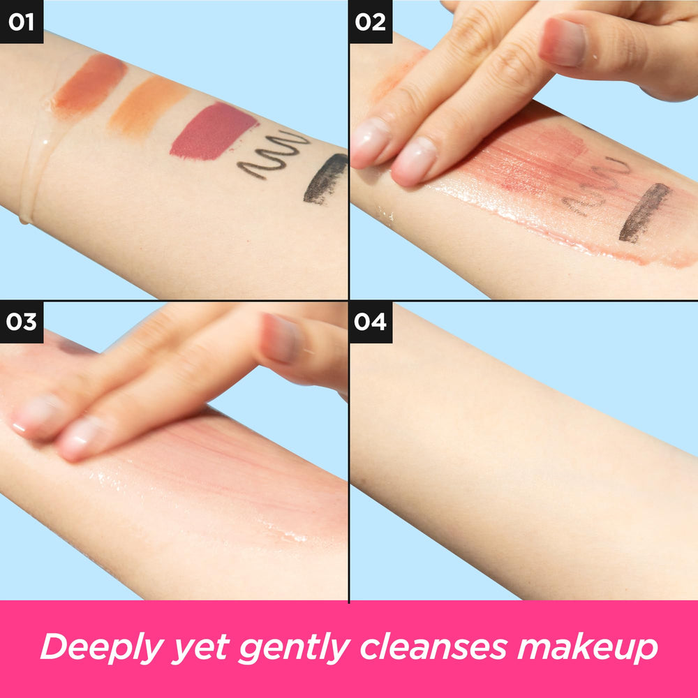 DERMALOGY by NEOGENLAB milky emulsified oil demonstrating easy rinsing benefit