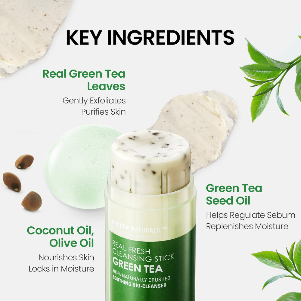 DERMALOGY cleansing stick on bathroom tray illustrating portable skincare and tidy storage