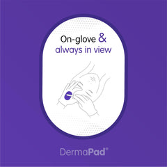 Dermapad encapsulated in removed glove for sanitary disposal by Dermapad