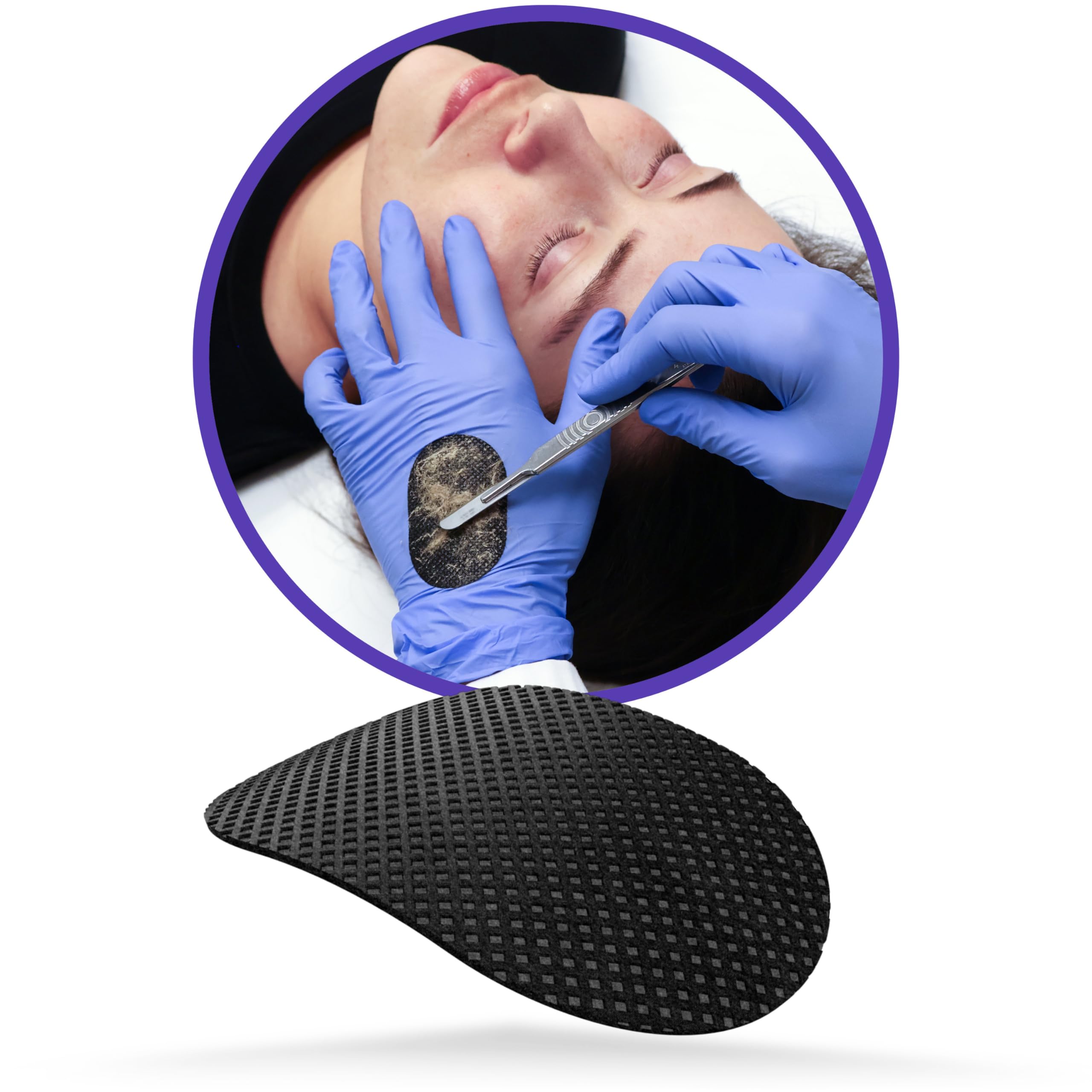 Dermapad front view on glove showing quick blade access and improved workflow