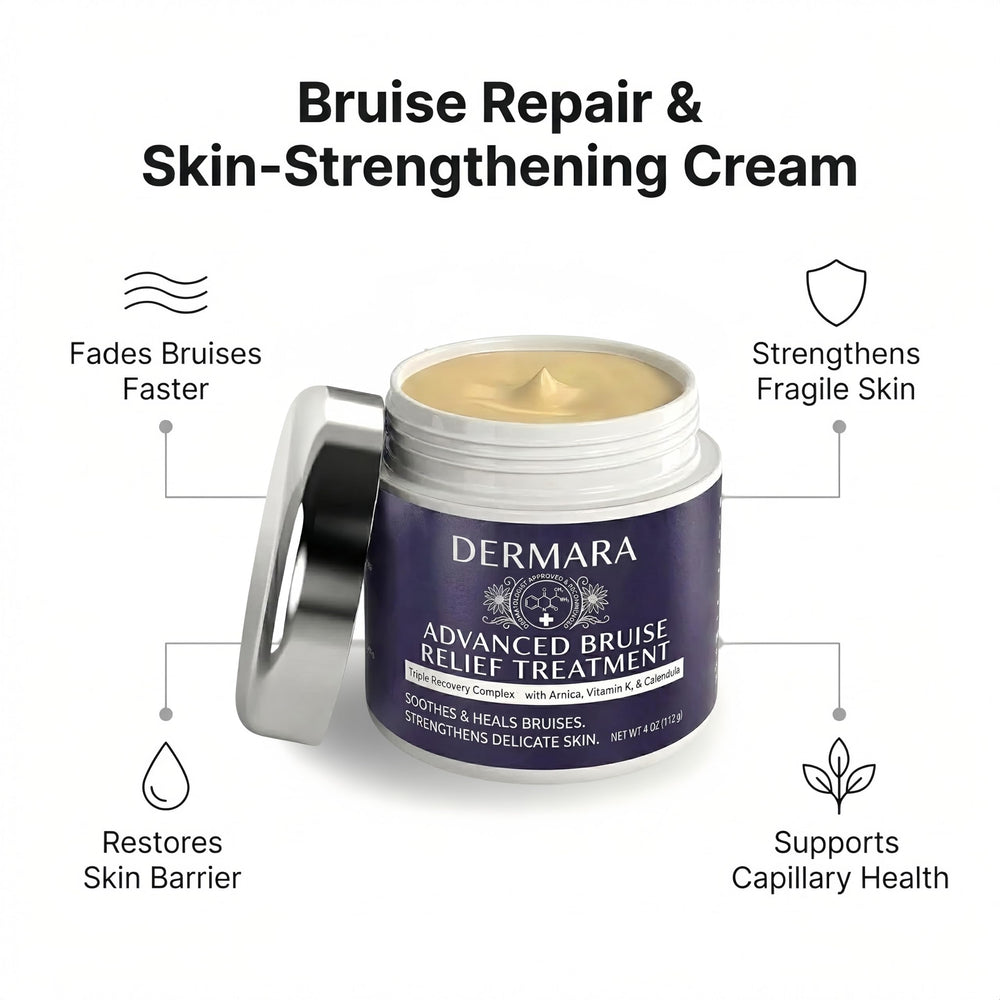 Dermara bruise cream texture close-up highlighting lightweight, fast-absorbing finish