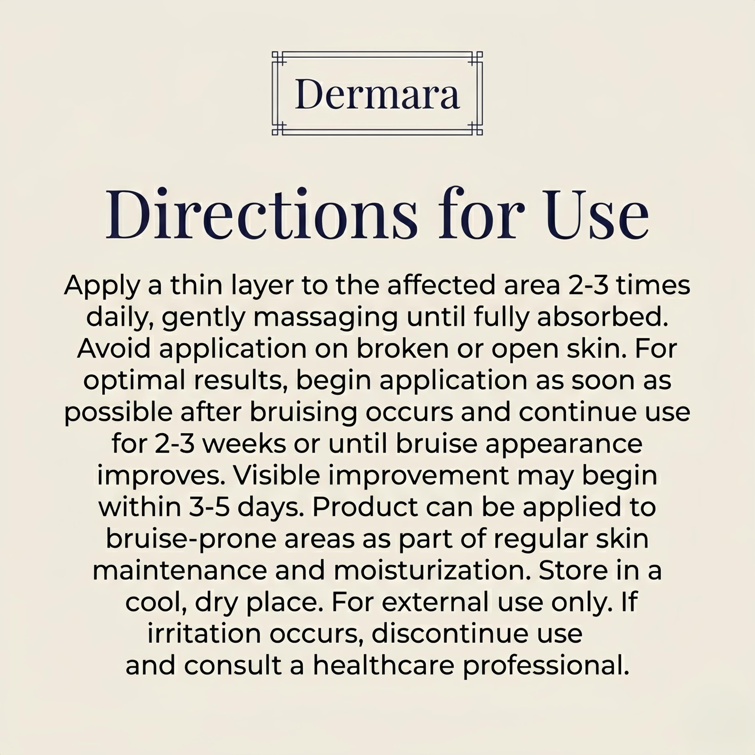 Dermara bruise cream tube beside arnica and vitamins illustrating natural actives