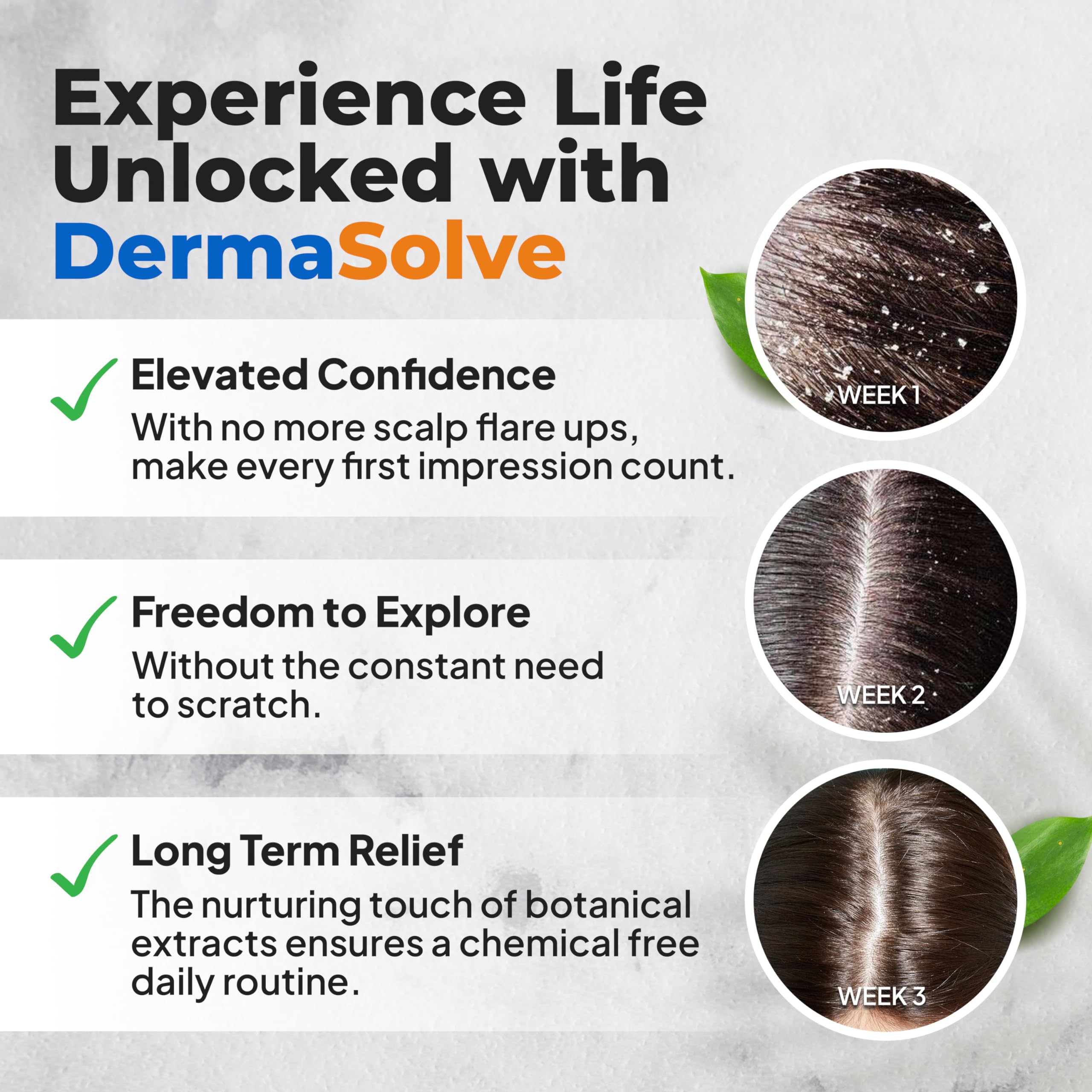 Dermasolve bottle shown next to a hand to demonstrate 4oz size and portability