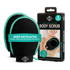 Dermasuri exfoliating glove front view showing mitt design and coverage benefit