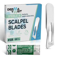 Derma Twist front packaging showing sterile 100-pack and branding benefits