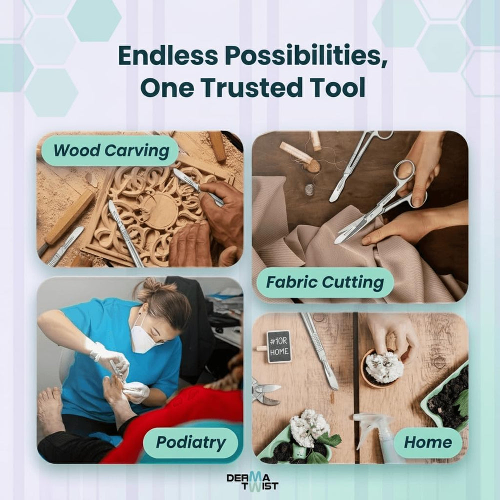 Derma Twist blade held in hand showing compact size and easy control