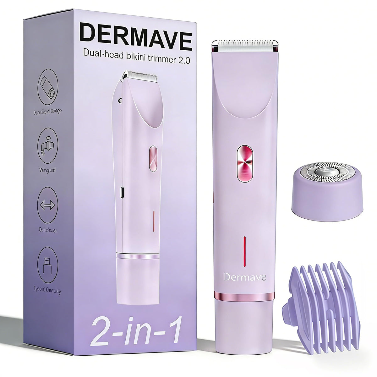 Dermave shaver front view showing compact design and travel-ready benefits
