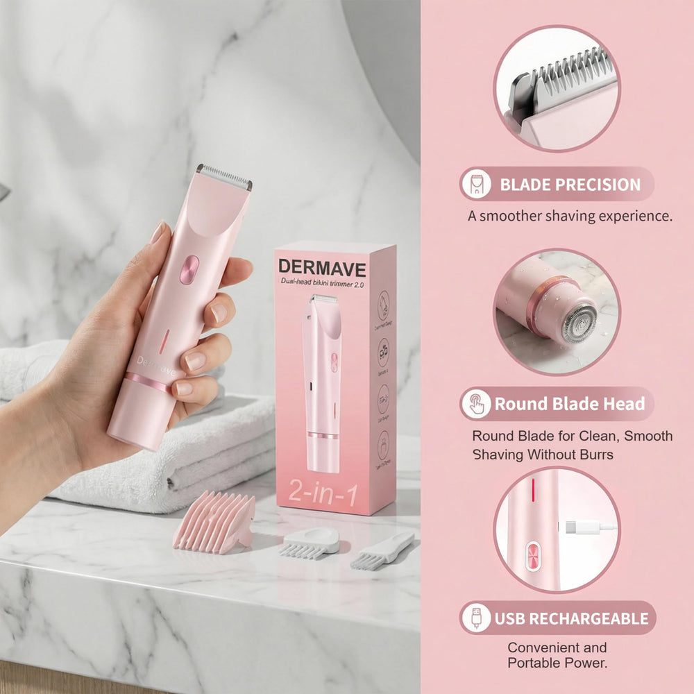 Dermave held in hand for size comparison showing ergonomic, portable fit