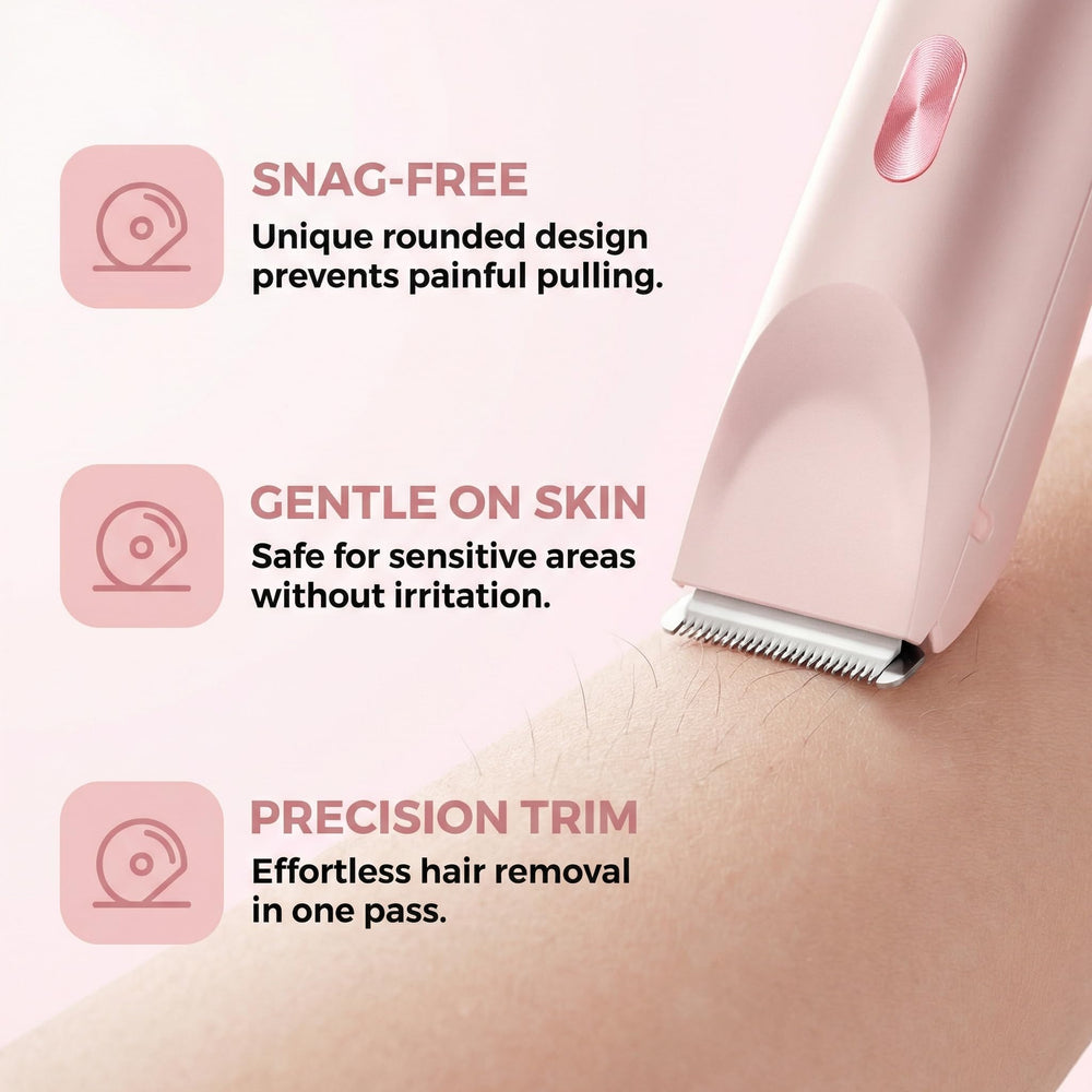 Dermave shaver in shower scene showing waterproof cleaning convenience