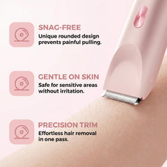 Dermave shaver in shower scene showing waterproof cleaning convenience