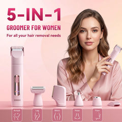 DERMAWAVE array of five detachable heads showing versatile grooming benefits