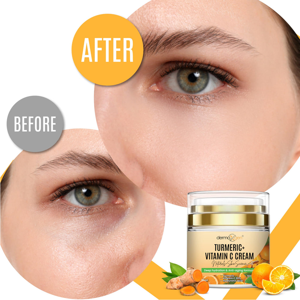 DERMAXGEN turmeric ingredient display, highlights botanical radiance benefits