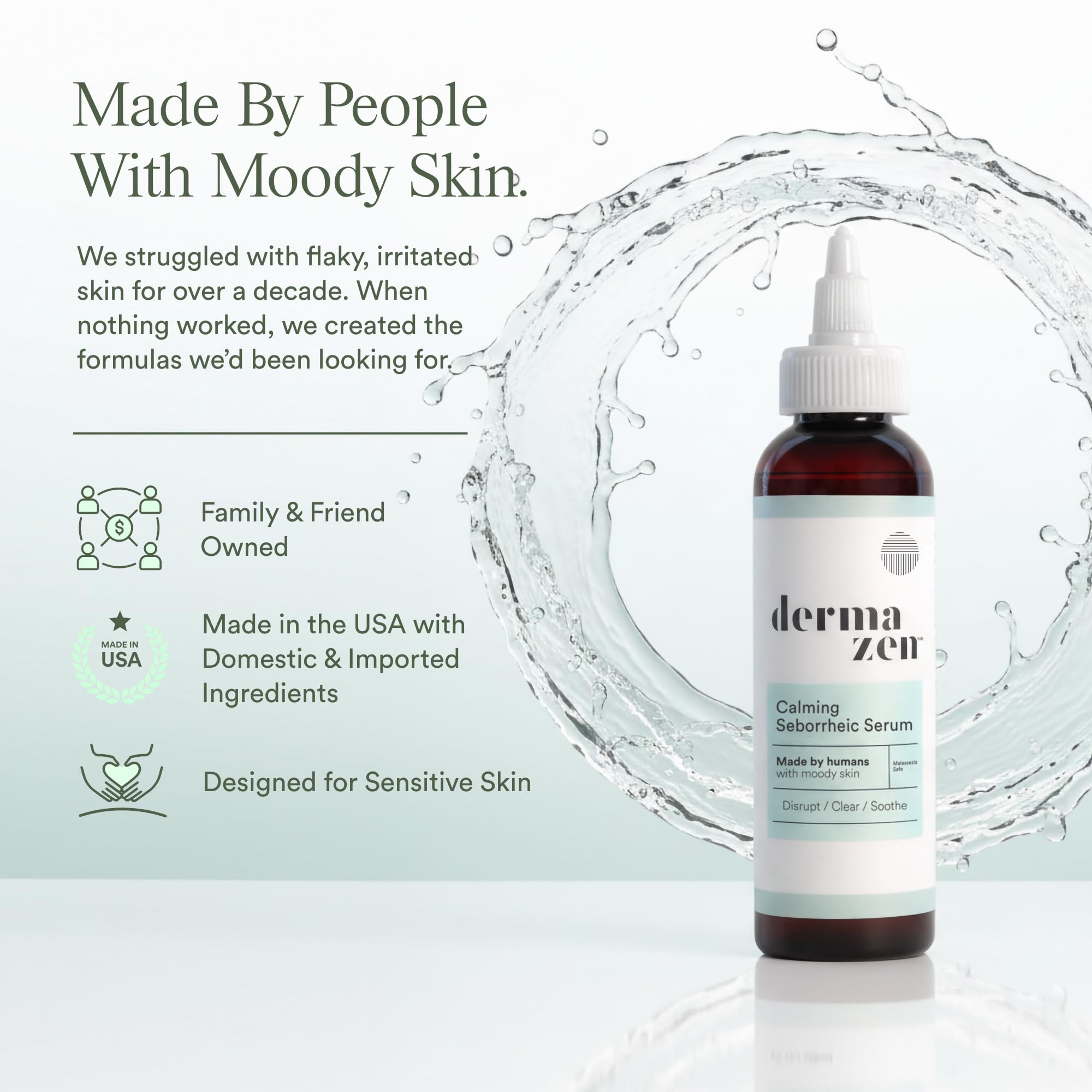 Dermazen 4oz bottle in hand showing size and travel-friendly benefit