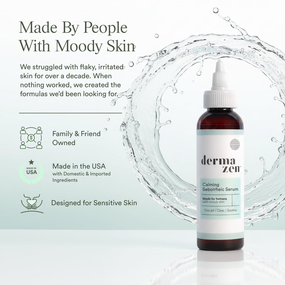 Dermazen used along hairline and face to soothe flakes and redness