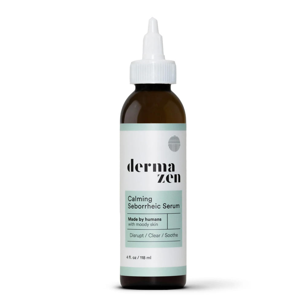 Dermazen front bottle showing 4oz serum and calming branding benefit