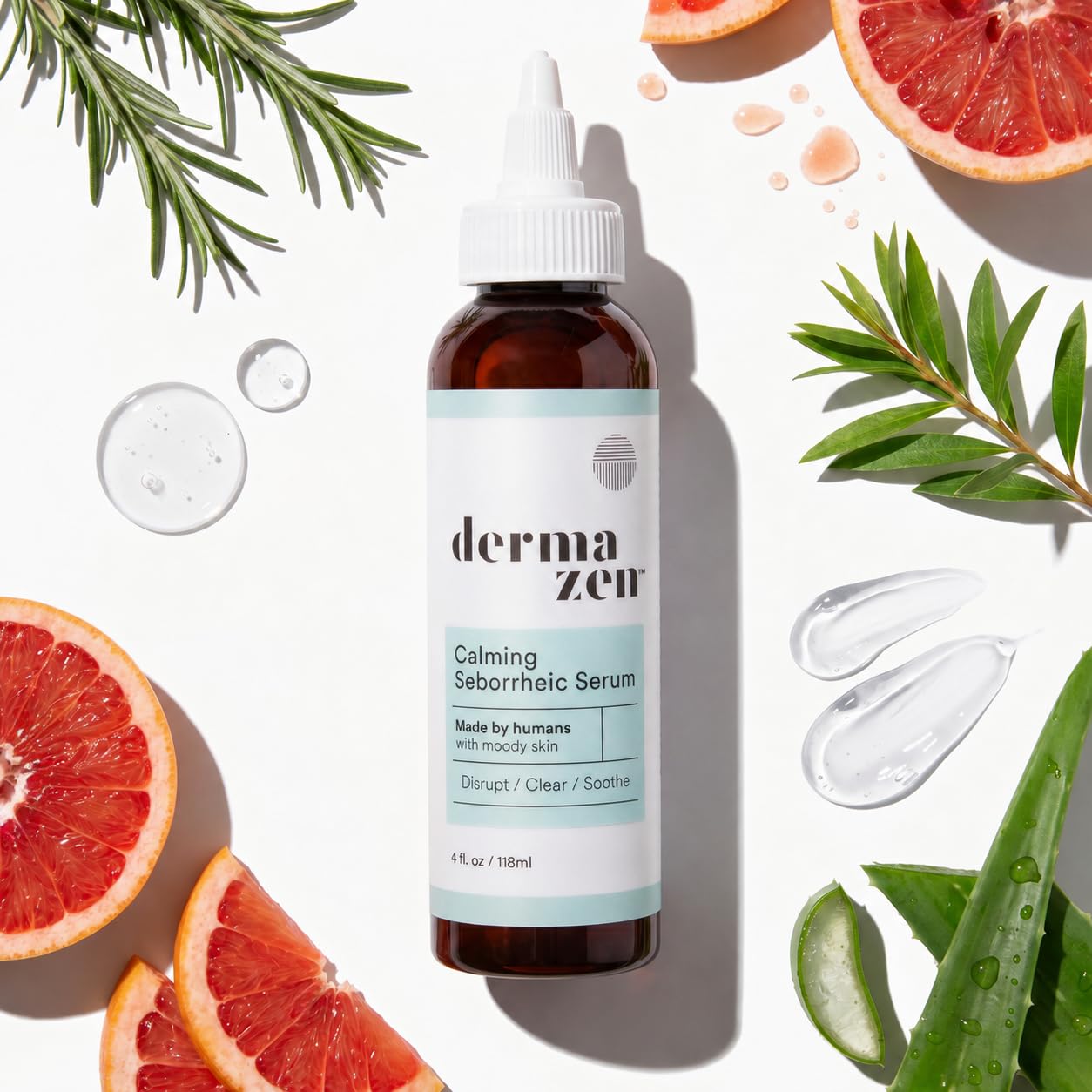 Dermazen bottle on nightstand illustrating overnight leave-on convenience