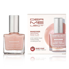 Dermelect front bottle showing pink smoothing base and instant coverage benefit