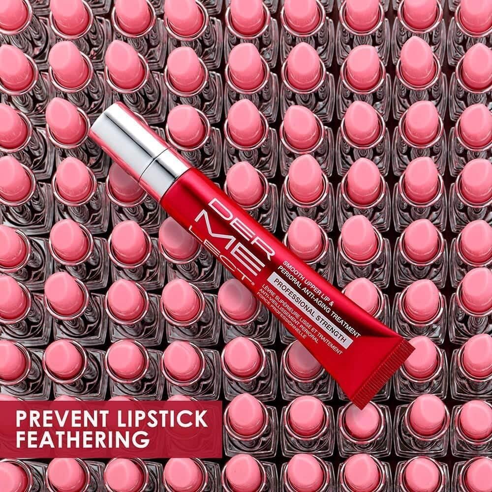 Dermelect used as primer with lipstick-ready perioral skin for polished finish