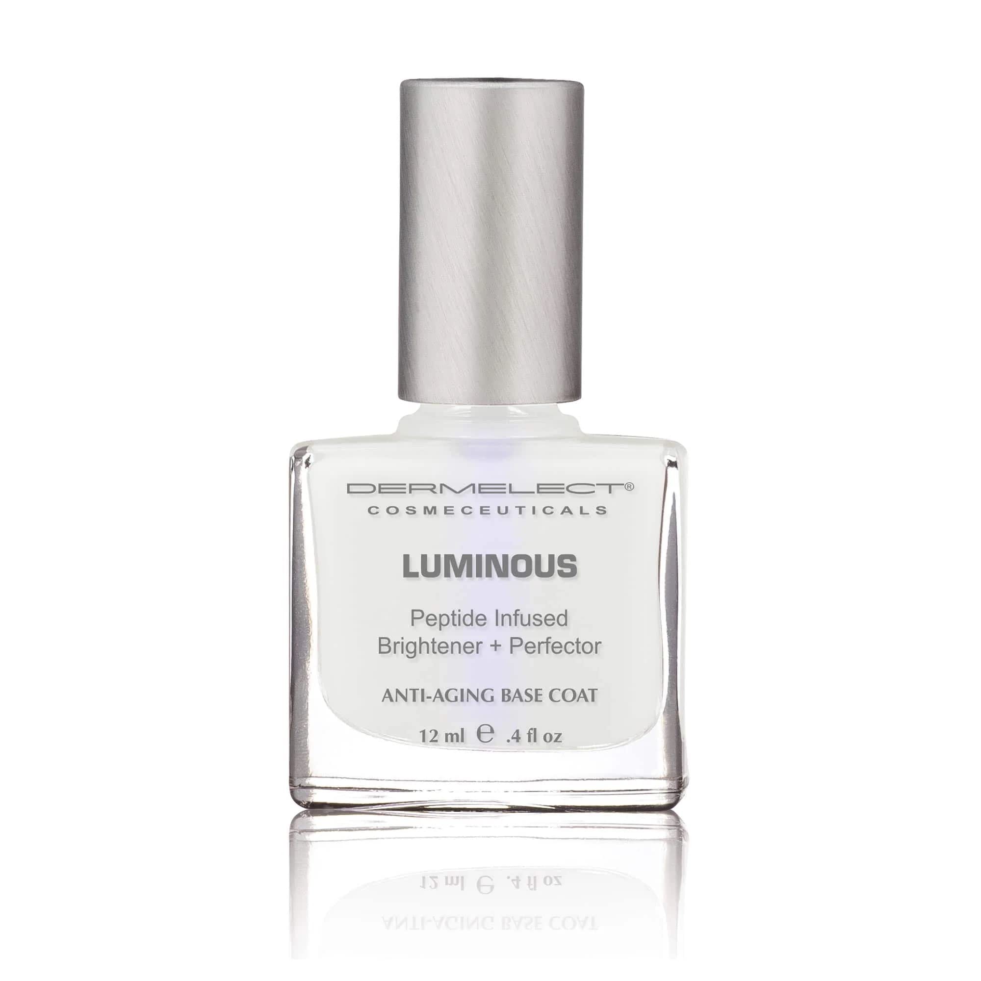 Dermelect swatch on nail revealing neutral milky brightening effect